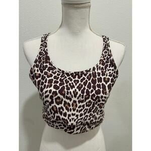 DKNY Womens Animal Print Low-Impact Strappy Sports Bra Size Large Crossback